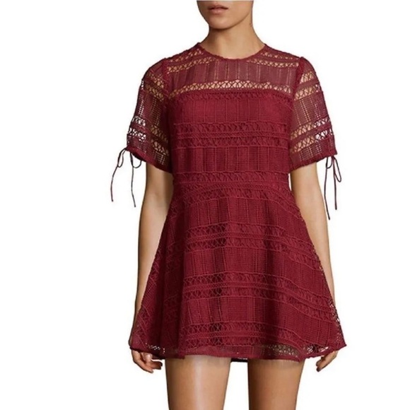 Tularosa Deep Red Eden Lace Fit & Flare Dress Size Small - Picture 12 of 13